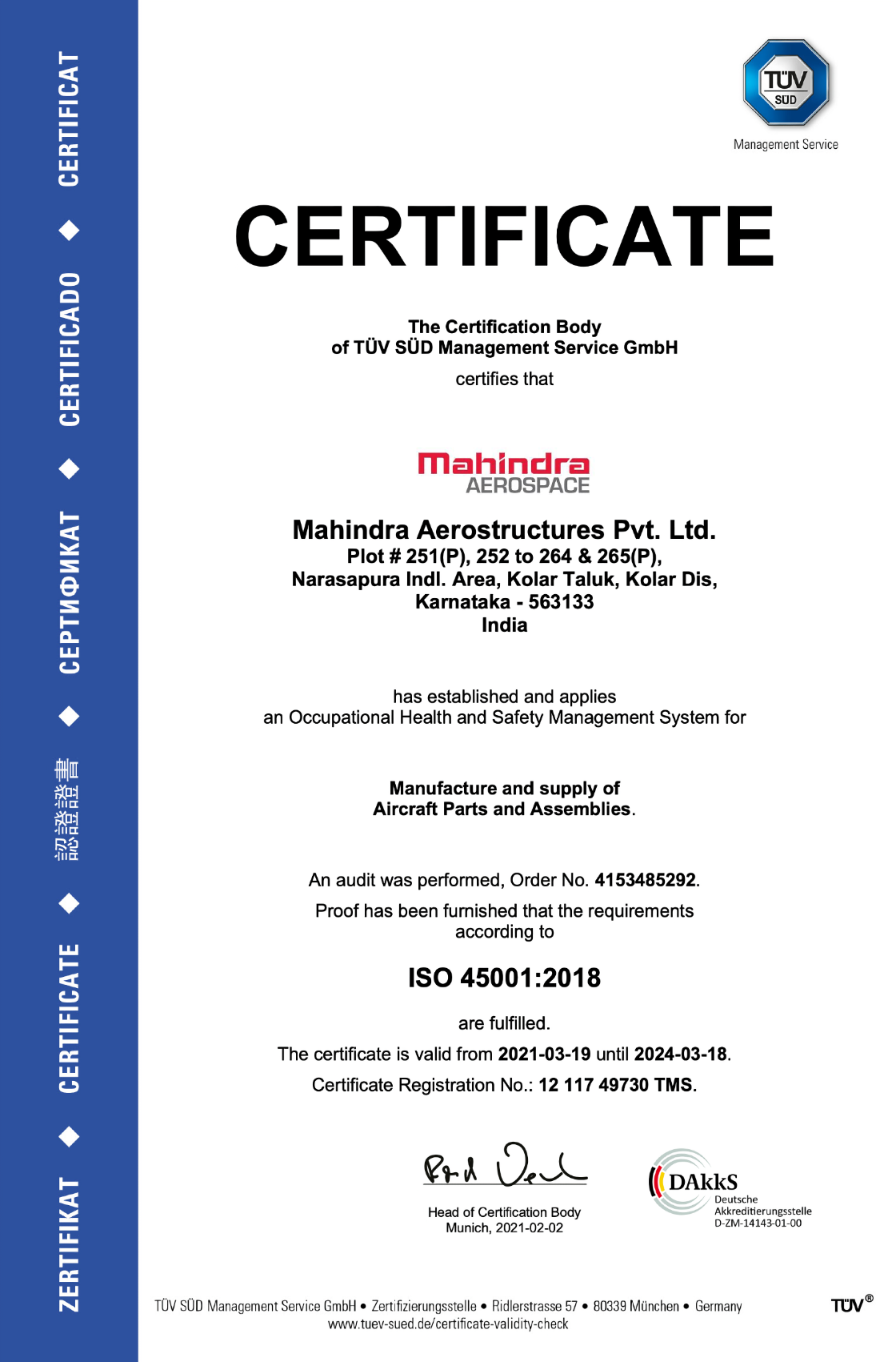 Certificate-ISO 45001